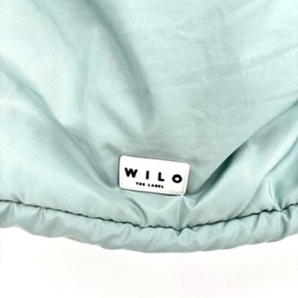 Wilo The Label Ruched Sling Shoulder Bag Polyester Slouchy Zip Top Blue Green - Picture 9 of 13